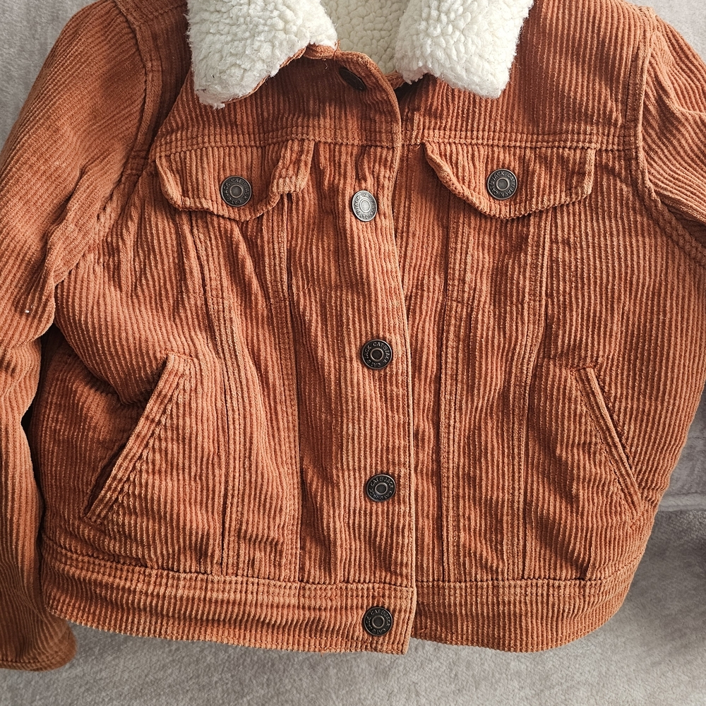 Cat & Jack Orange Corduroy Jacket with Sherpa Collar